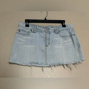 VINTAGE ABERCROMBIE & FITCH MINI SKIRT LIGHT BLUE WITH SPARKLES & BLEACHED